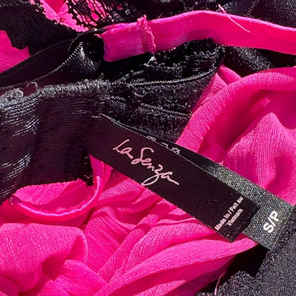 La Senza Lingerie Babydoll Small Pink Black Go Up Two Cup Sizes Y2K Snookie Hot - Picture 3 of 11